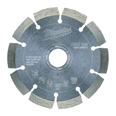 Disk prerës me diamant Milwaukee DUH 125, 125 mm, për materiale të forta, gri