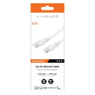 Kabllo Vivanco Ethernet RJ45, M-M, 2m, Cat 5e, e bardhë