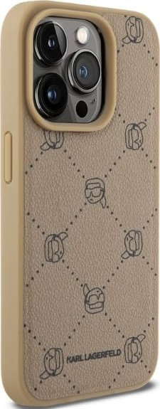 Kapotë telefoni Karl Lagerfeld Karl Heads MagSafe, për iPhone 15 Pro Max, PU, bezhë