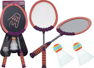 Set badminton pa markë, 2 raketa, 2 toptha, rozë