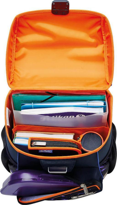 Çantë shkolle Herlitz Loop Camoucross, ergonomike, me elemente reflektuese, blu e zezë