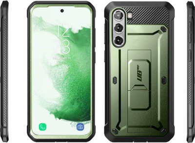 Mbulesë telefoni SUPCASE Unicorn Beetle Pro për Samsung Galaxy S23 Plus, me kickstand dhe kapëse rripi, jeshile