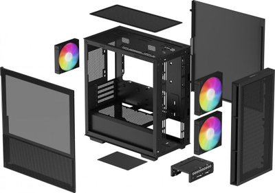 Kasë Deepcool CH360 ARGB, e zezë, Mini Tower