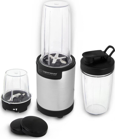 Blender nutriblender Esperanza EKM030, kavanoza plastike, trup inoks, i zi argjendtë