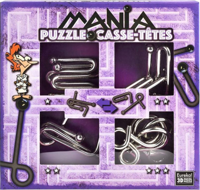 Lojt puzzle Mania Ball, 4 puzzle metalike, set i vjollcë