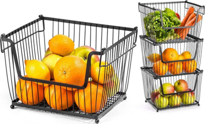 Shportë metalike për fruta dhe perime, e zezë