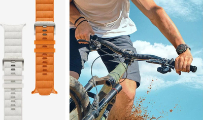 Rripa Samsung PeakForm Band për Galaxy Watch Ultra, pëlhurë sportive, me një klik, portokalli