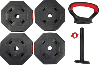 Kettlebell Eb Fit Composite, 10 kg, peshë që e çon lart ose e ul me 4 disqe nga 2.5 kg