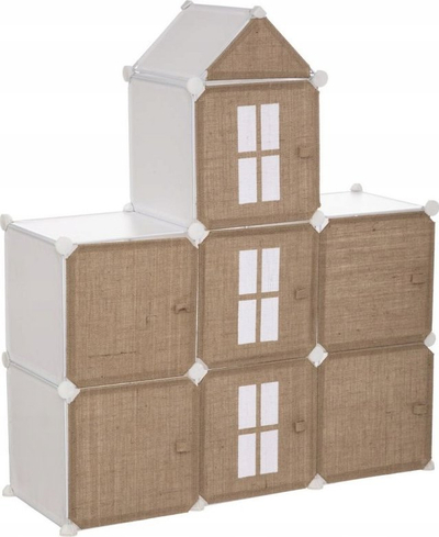 Mobilje ruajtjeje Atmosphera Jute Castle, 6 ndarje, strukturë metalike, bezhë