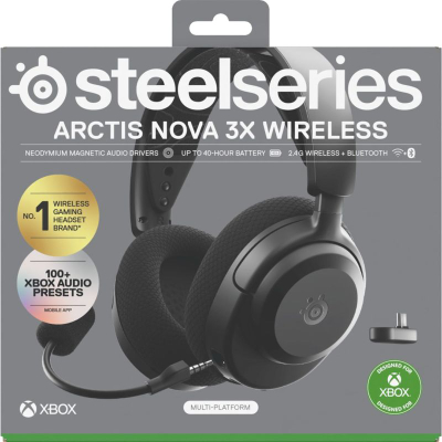 Kufje gaming SteelSeries Arctis Nova 3X Wireless, USB C, për Xbox dhe PC, të zeza