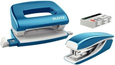 Сет спојувач и дупчалка Leitz Mini WOW, 10 ливчиња, сина