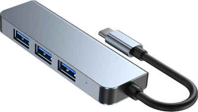 USB HUB Tech-Protect (9589046919367), 1x USB-C + 2x USB-A 3.0, i hirtë 