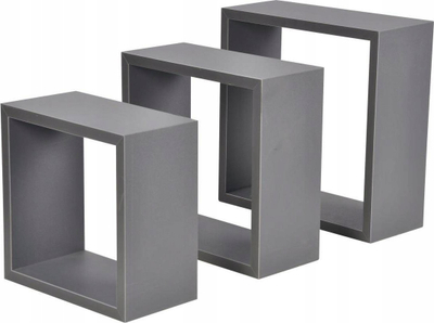 Raft muri për zbukurim Homea Cube, set me 3 copë, MDF, i zi