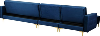 Divan këndor kadife ABERDEEN, modular, krevati dopio, blu navy
