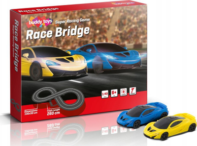 Pistë gare elektrike Buddy Toys BST 1263, gjatësi 260 cm, shkallë 1:43, shumëngjyrëshe