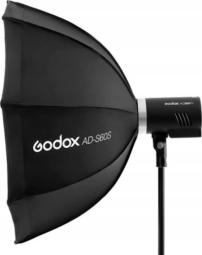 Softbox parabolik Godox AD-S60S, 60 cm, me grilë honeycomb, i zi