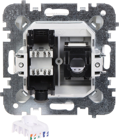Prizë rrjeti RJ45 Elektro-Plast SANTRA 4149-10, 2 porta, nën suva, e bardhë