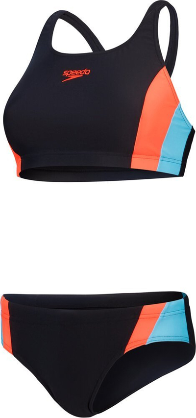 Bikini për femra Speedo Colourblock Splice 2.0, sportiv, i zi me të kuqe