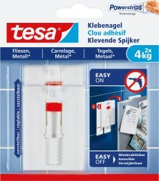 Gozhdë ngjitëse Tesa Adjustable 1x2, për pllaka dhe metal, 4kg, e bardhë