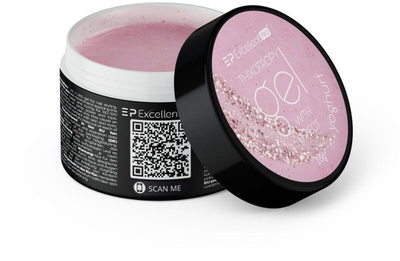 Xhel ndërtues Excellent Pro Thixotropy Gel Yoghurt, 15g, efekt shkëlqyes rose gold, qumështoro rozë