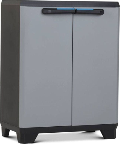 Dollap kopshti Keter Linear Low Cabinet, 1 raft i rregullueshëm, polipropilen rezistente, gri
