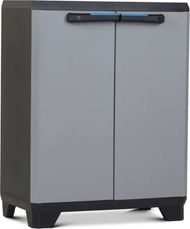 Dollap kopshti Keter Linear Low Cabinet, 1 raft i rregullueshëm, polipropilen rezistente, gri