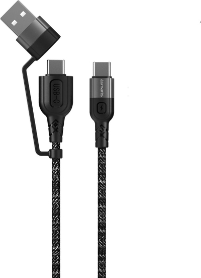 Кабел USB 4smarts ComboCord CA, USB A во USB C, 1.5 m, 60 W, црн