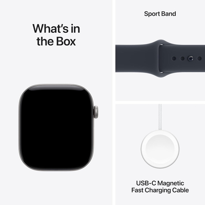 Apple Watch S12 GPS 46mm Space Grey Aluminium Case with Navy Blue Sport Band, M/L