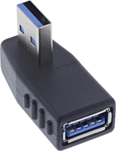 Adapter USB InLine 3.2 Gen1, Plug A në Socket A, kënd 270°, i zi