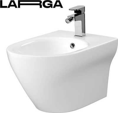 Ѕиден биде Cersanit Larga Oval Rimless, со отвор за батерија, бел
