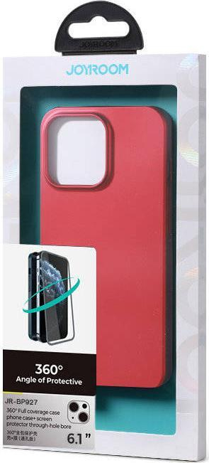 Kapak 360 me xham Joyroom JR-BP927 për iPhone 13, komplet 2 në 1, i kuq