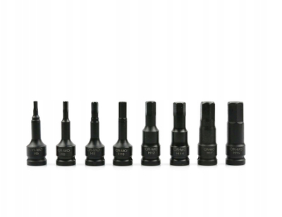 Set kokash goditëse HEX Geko, H5–H19, Cr-Mo, 8 copë