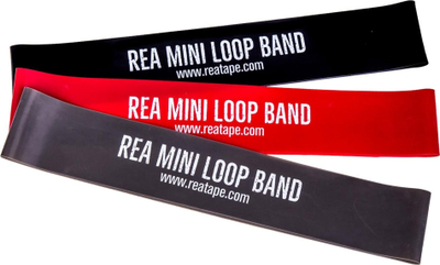 Shirita trajnimi Rea Tape Mini Loop Band, set me 3 copë, latex i fortë, me ngjyra të ndryshme
