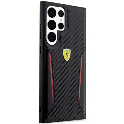 Këllëf telefoni Ferrari për Samsung Galaxy S23 Ultra, Carbon Stripe, i zi