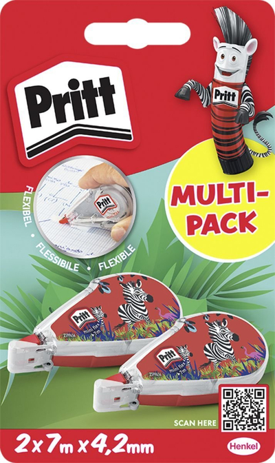 Korrektor me shirit Pritt Mini Flex, 4.2mm x 7m, set 2 copë, i kuq