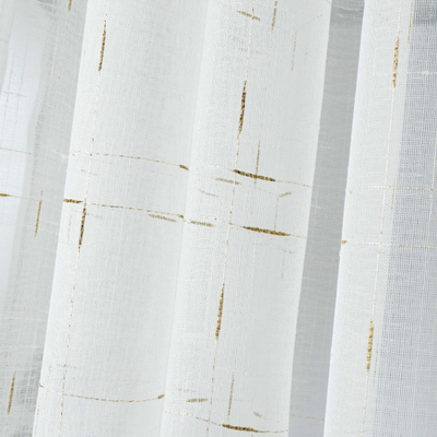 Perde e tejdukshme Luminette Dixie, 140x240 cm, me fije metalike, e bardhë me ar