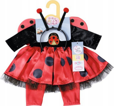 Set veshje për kukulla ZAPF CREATION Dolly Moda Ladybug, për kukulla 39-46cm, fustan dhe pantallona, shumëngjyrëshe