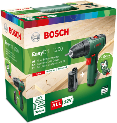 Sharrë vidhosëse pa kabëll Bosch EasyDrill 1200, 12V, me 62 aksesorë, në çantë
