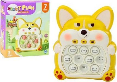 Lodër arcade Lean Toys Pop It Fox, 7 lojëra, interaktive sensoriale, e verdhë