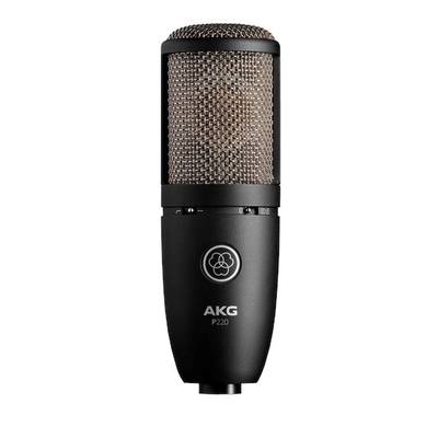 Mikrofon kondensator AKG P220, diafragmë e madhe, model kardioid, i zi