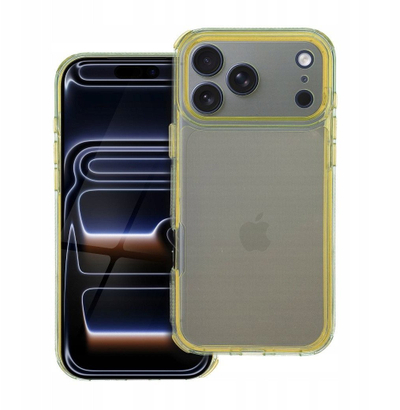 Futrollë telefoni OEM MATRIX CLEAR për iPhone 17 Pro Max, transparente, e verdhë
