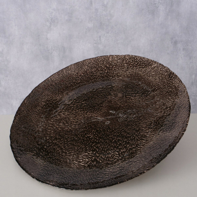 Pjatë dekorative Boltze Home Chestnuts, 32 cm, xham, kafe