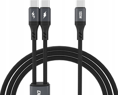 Kабел Dudao L3F 2W1, 2 x USB-C, 100W, 1.2 m, црн