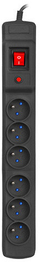Kabllo vazhduese Armac Multi M6, 6x priza, FR, çelës, 1.5 m, e zezë