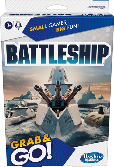 Lojë tavoline Hasbro Battleship Grab and Go, për udhëtim, 2 lojtarë, shumëngjyrëshe