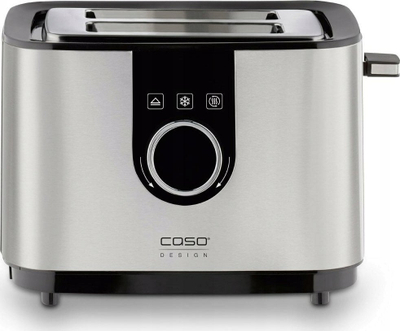 Toaster CASO Design T2, 2 feta, 7 nivele thekjeje, i zi argjend