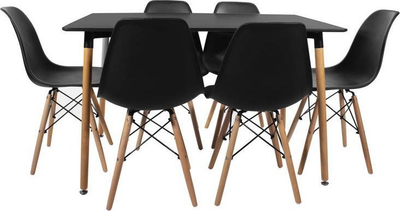 Tavolinë Adria 120 x 80 cm, MDF, këmbë druri ahu, e zezë