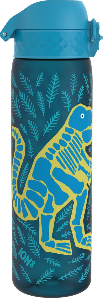 Shishe uji për kalamaj Ion8 Slim Leakproof, 500ml, kapak flip sip, blu me dinosaur