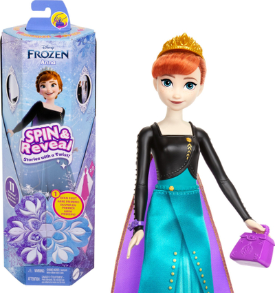 Kukull Disney Frozen Spin and Reveal Anna, me aksesore surprizë, për kalamaj, shumëngjyrëshe