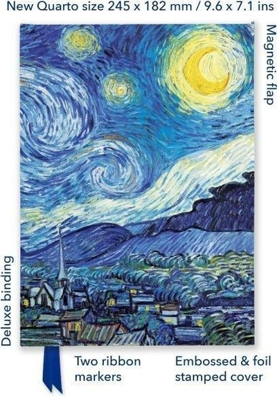 Fletore notash Flame Tree Vincent Van Gogh The Starry Night, formato Quarto, kapak magnetik, shumëngjyrëshe